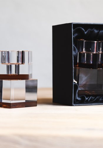 HOUSE OF SANDER Lyng lysestage - fersken og klar glas