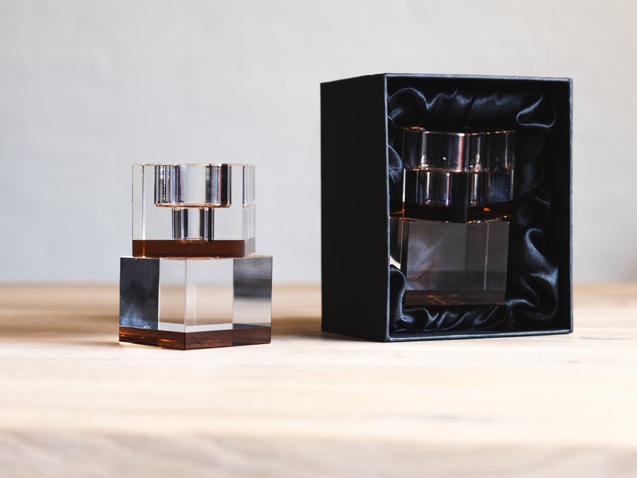 HOUSE OF SANDER Lyng lysestage - fersken og klar glas