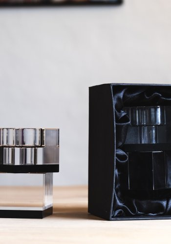 HOUSE OF SANDER Lyng lysestage - sort og klar glas