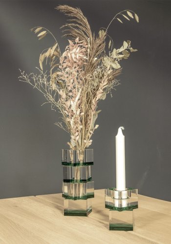HOUSE OF SANDER Flora vase - klar og grn glas (7x7)