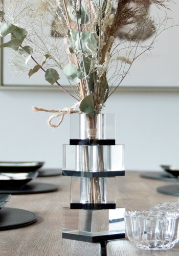 HOUSE OF SANDER Flora vase - klar og sort glas (7x7)