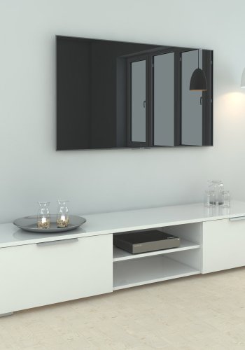 TVILUM Match TV-bord - hvid hjglans tr, 2 skuffer