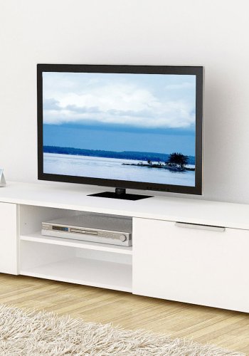 TVILUM Match TV-bord - hvid hjglans tr, 2 skuffer