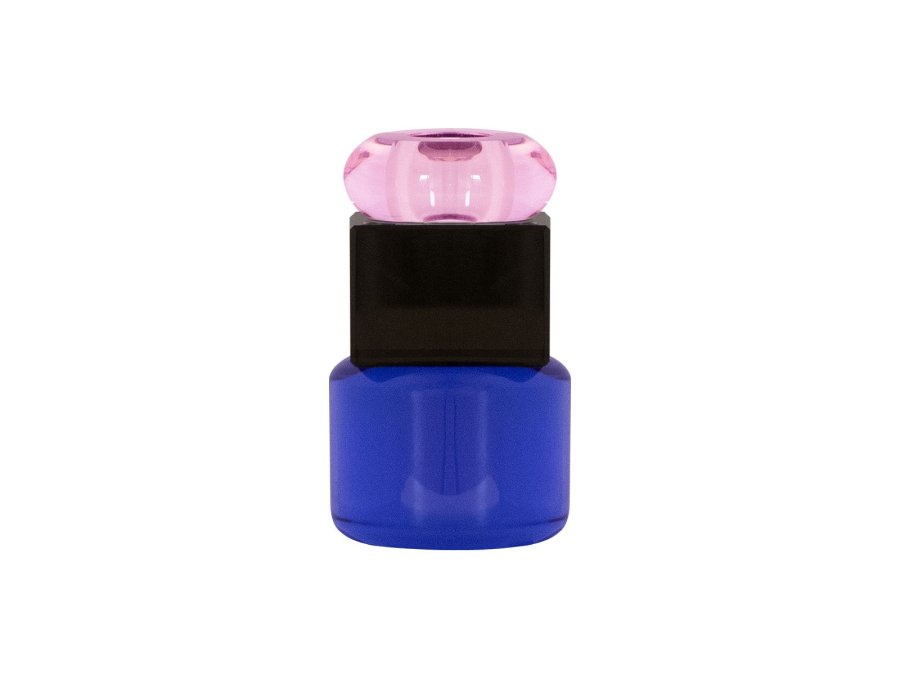 HOUSE OF SANDER Petunia lysestage - lyserd/rgfarvet/bl glas (H:11,5)