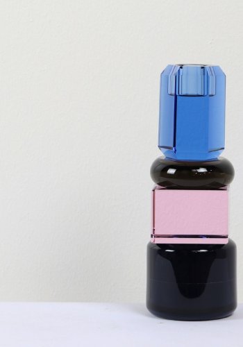 HOUSE OF SANDER Hyacint lysestage - bl/rgfarvet/lyserd/mrkebl glas (H:19)