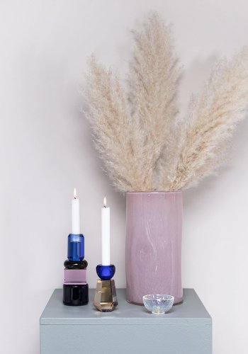 HOUSE OF SANDER Hyacint lysestage - bl/rgfarvet/lyserd/mrkebl glas (H:19)