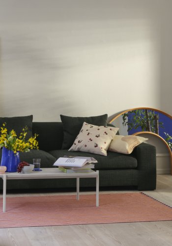 BROSTE COPENHAGEN Diana lampeskrm - caramel brun og serenity lysebl jute