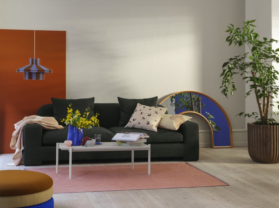 BROSTE COPENHAGEN Diana lampeskrm - caramel brun og serenity lysebl jute