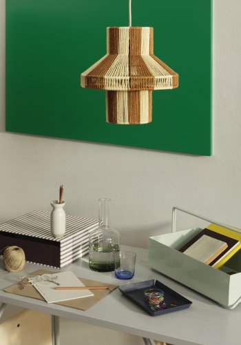 BROSTE COPENHAGEN Diana lampeskrm - caramel brun og serenity lysebl jute