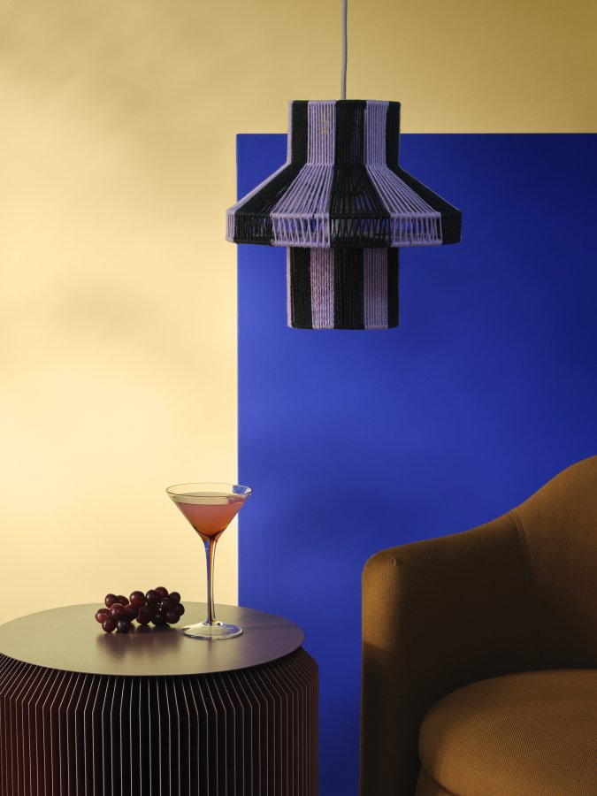 BROSTE COPENHAGEN Diana lampeskrm - caramel brun og serenity lysebl jute