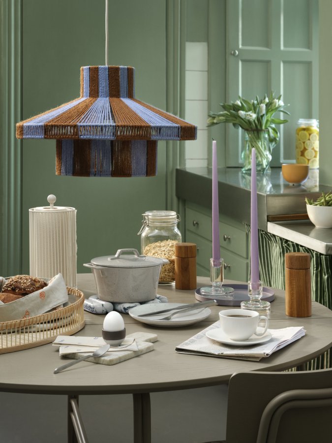 BROSTE COPENHAGEN Diana lampeskrm - forest grn og orchid lys lilla jute