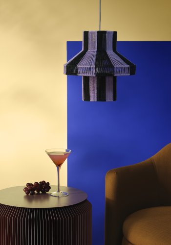 BROSTE COPENHAGEN Diana lampeskrm - forest grn og orchid lys lilla jute