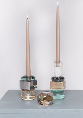 HOUSE OF SANDER Ballota lysestage - mint/rgfarvet/champagne krystalglas (H:11)