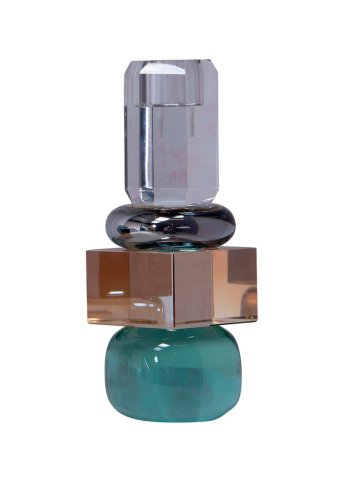 HOUSE OF SANDER Berberis lysestage - klar/rgfarvet/champagne/mint krystalglas (H:18)