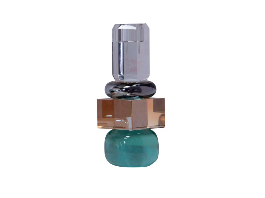 HOUSE OF SANDER Berberis lysestage - klar/rgfarvet/champagne/mint krystalglas (H:18)