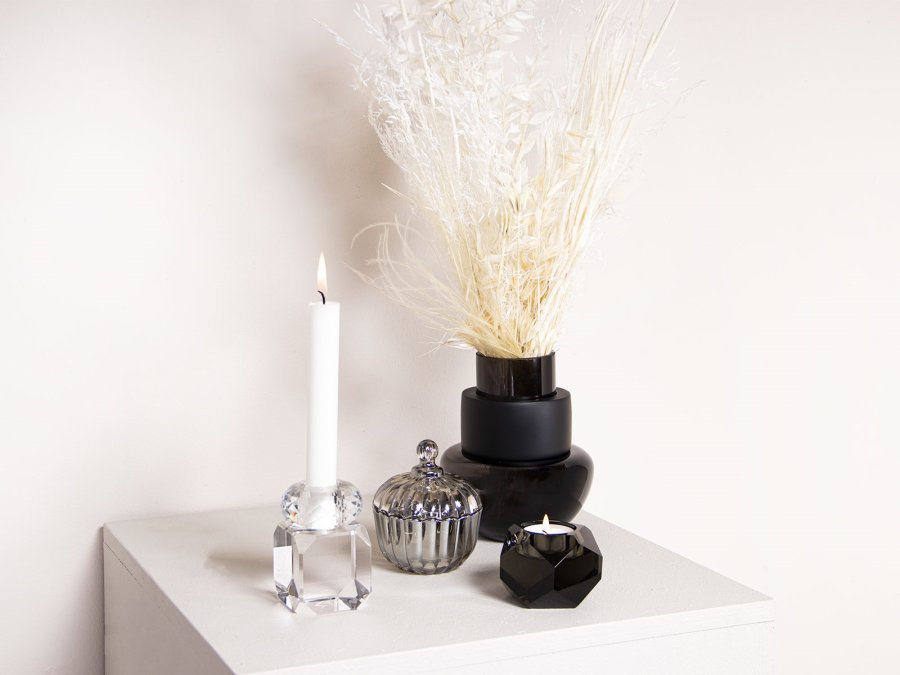 HOUSE OF SANDER Taks lysestage - rgfarvet krystalglas (H:7)