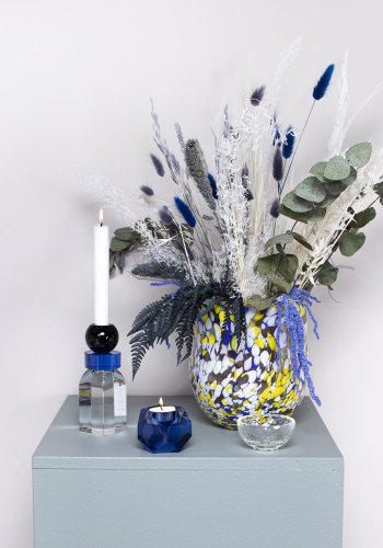 HOUSE OF SANDER Taks lysestage - lysebl krystalglas (H:7)