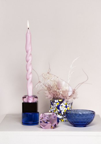 HOUSE OF SANDER Petunia lysestage - lyserd/rgfarvet/bl glas (H:11,5)