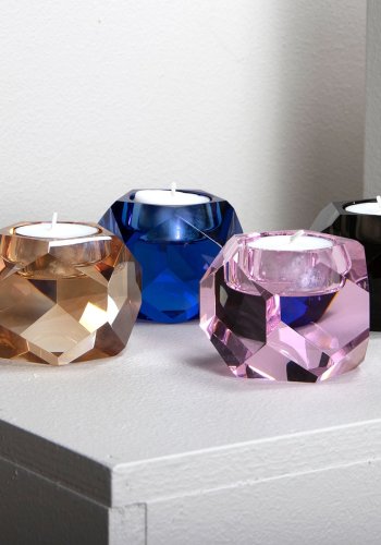 HOUSE OF SANDER Taks lysestage - lysebl krystalglas (H:7)