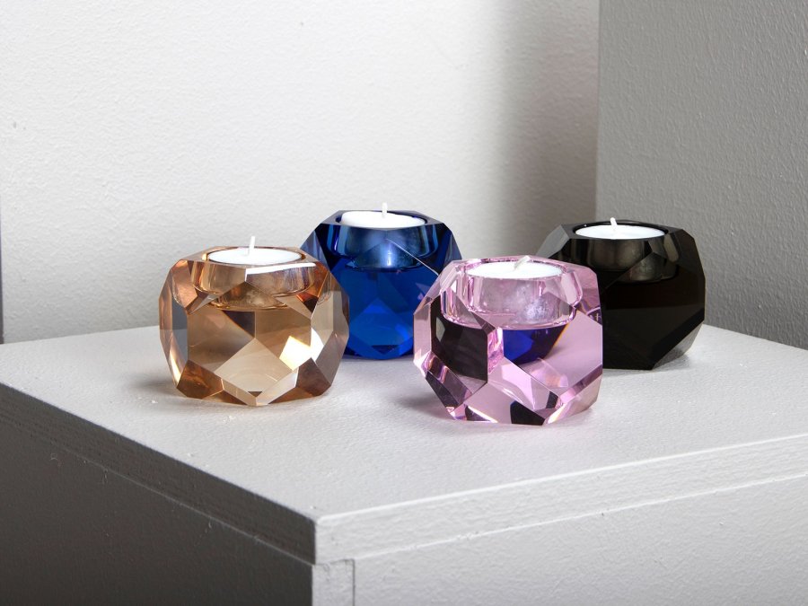 HOUSE OF SANDER Taks lysestage - lyserd krystalglas (H:7)