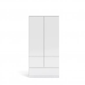 TVILUM Naia garderobeskab - hvid hjglans tr, m. 2 lger og 1 skuffe