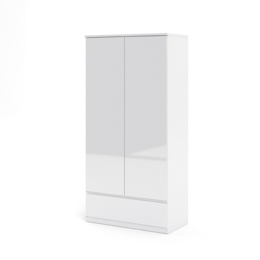 TVILUM Naia garderobeskab - hvid hjglans tr, m. 2 lger og 1 skuffe