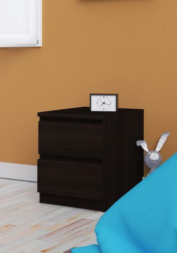 TVILUM Naia natbord - sort ask, m. 2 skuffer 