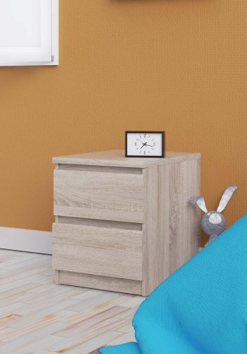 TVILUM Naia sengebord - trffel natur tr, m. 2 skuffer