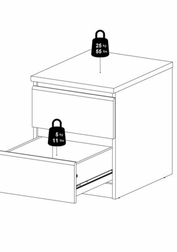 TVILUM Naia natbord, m. 2 skuffer - sort folie og plastik (40,4x50)