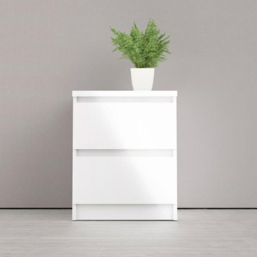 TVILUM Naia natbord, m. 2 skuffer - hvid spnplade og plastik (40,4x50)