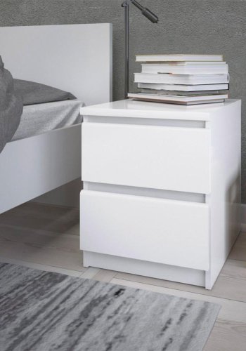 TVILUM Naia natbord, m. 2 skuffer - hvid spnplade og plastik (40,4x50)
