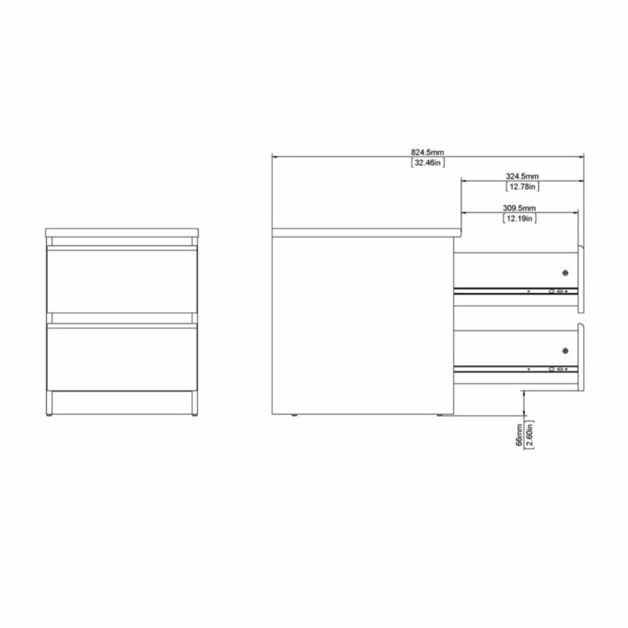 TVILUM Naia natbord, m. 2 skuffer - hvid spnplade og plastik (40,4x50)
