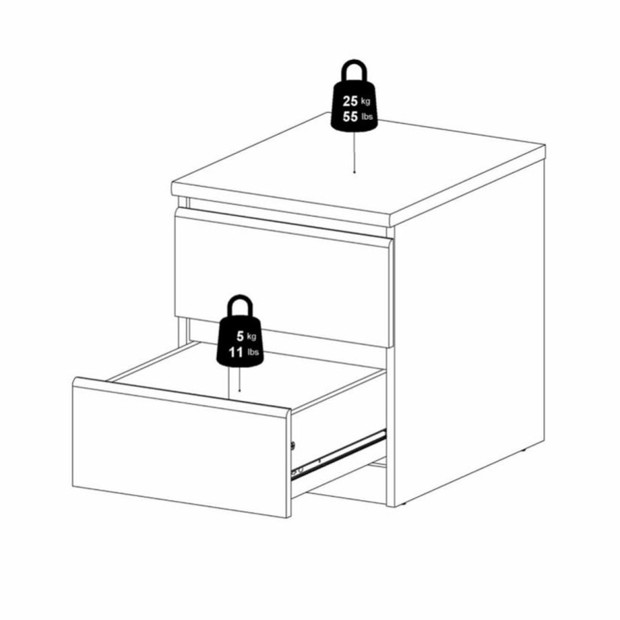 TVILUM Naia natbord, m. 2 skuffer - hvid spnplade og plastik (40,4x50)