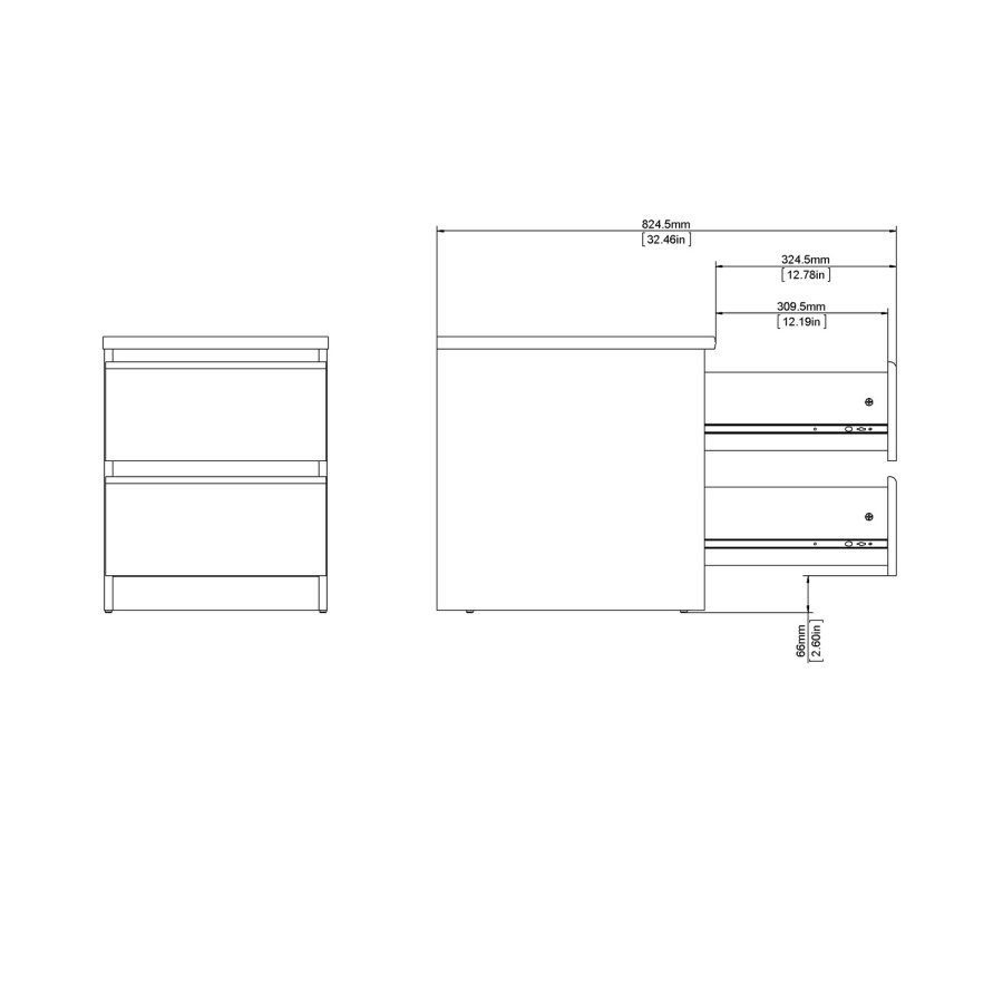 TVILUM Naia natbord - sort ask, m. 2 skuffer 