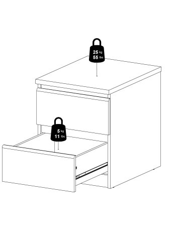 TVILUM Naia sengebord - trffel natur tr, m. 2 skuffer
