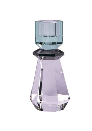 HOUSE OF SANDER Clematis lysestage - klar/rgfarvet/mintgrn glas (H:12,5)