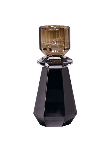 HOUSE OF SANDER Clematis lysestage - rgfarvet/klar/champagne glas (H:12,5)