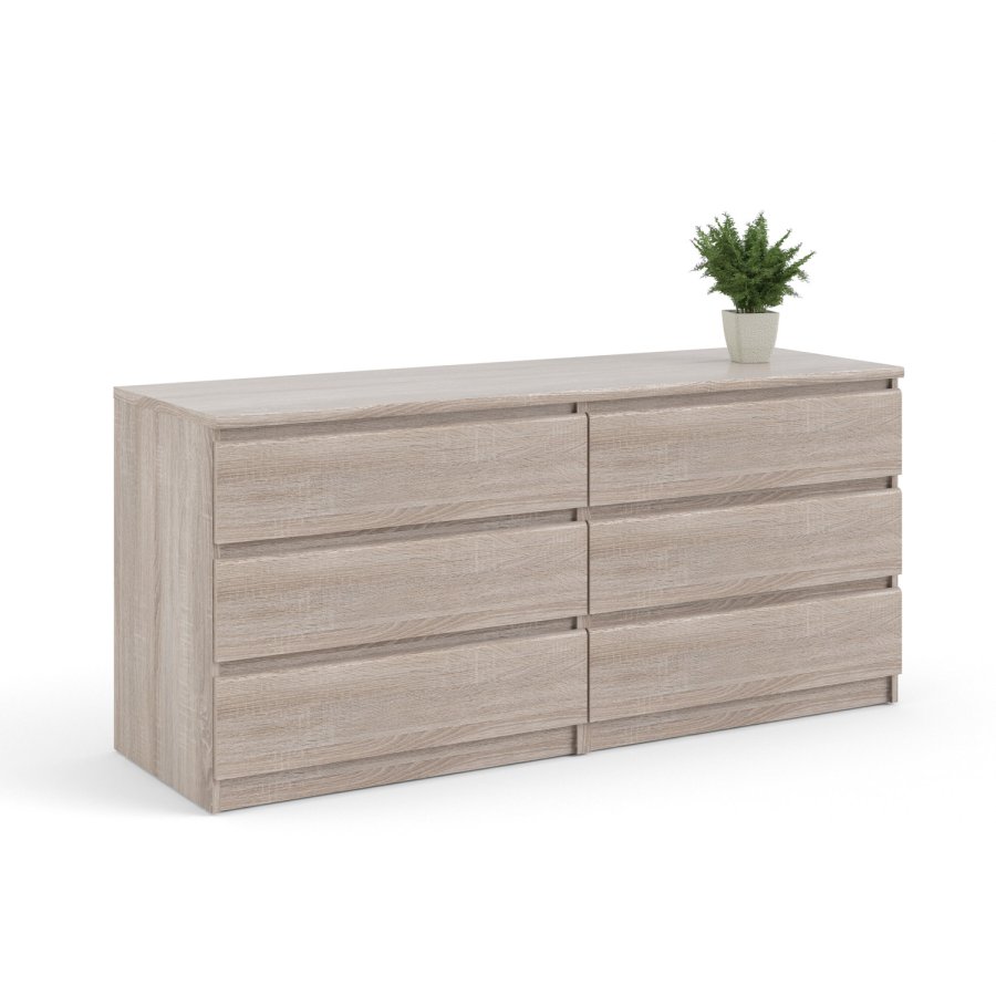 TVILUM Naia kommode - trffel natur tr, m. 6 skuffer