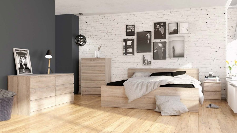 TVILUM Naia kommode - trffel natur tr, m. 6 skuffer