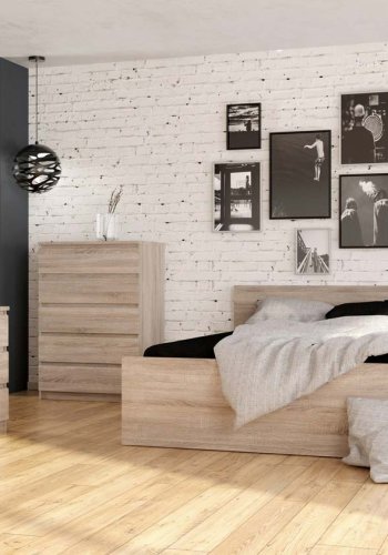 TVILUM Naia sengebord - trffel natur tr, m. 2 skuffer