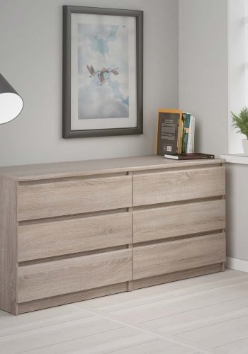 TVILUM Naia kommode - trffel natur tr, m. 6 skuffer