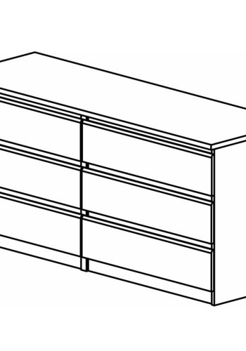 TVILUM Naia dobbelt kommode, m. 6 skuffer - sort folie og plastik