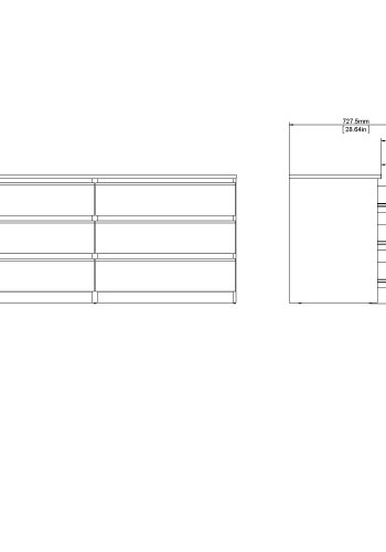 TVILUM Naia kommode - hvid ask, m. 6 skuffer 