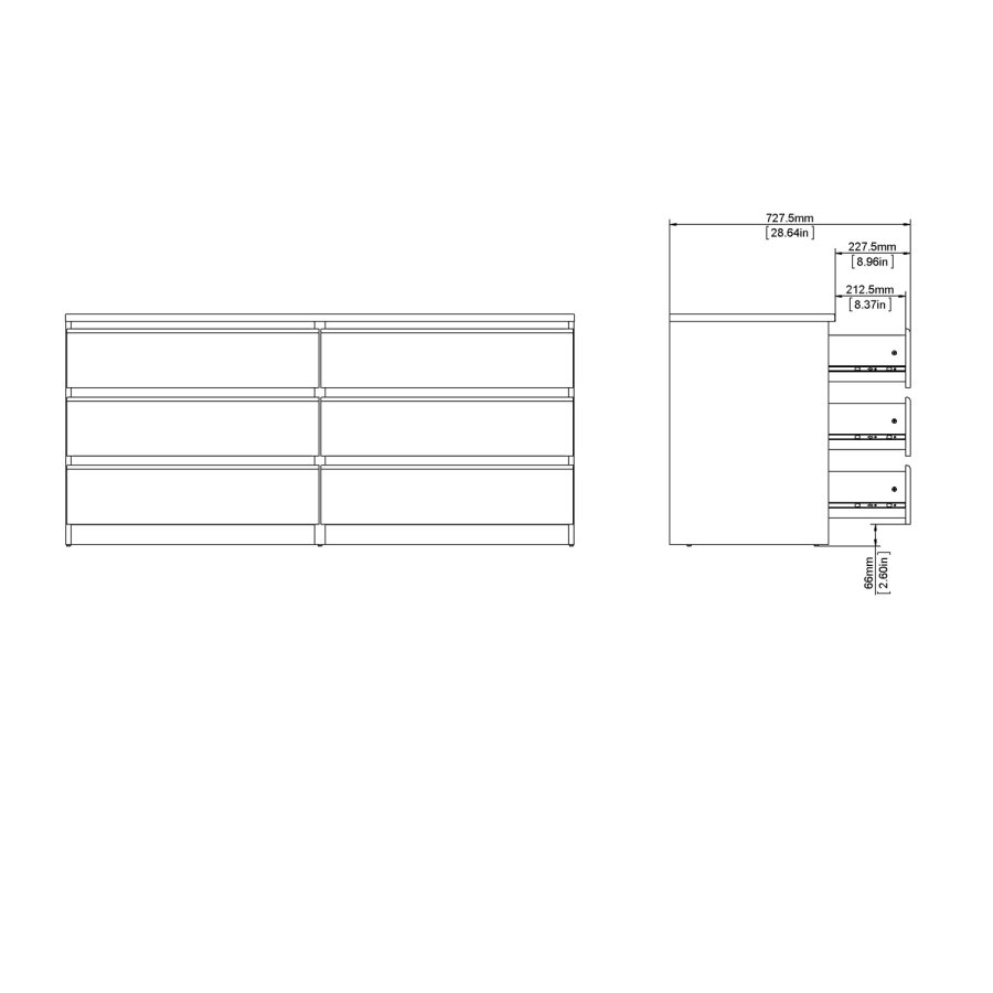 TVILUM Naia kommode - hvid ask, m. 6 skuffer 