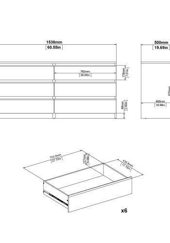 TVILUM Naia kommode - hvid ask, m. 6 skuffer 