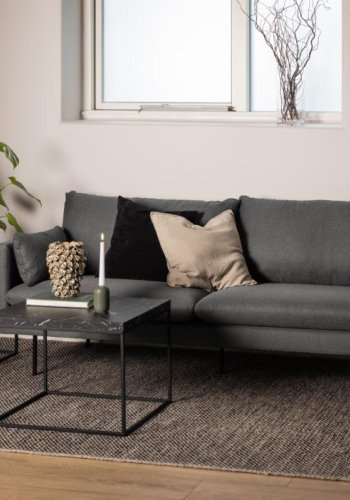 ACT NORDIC Barossa sofabord, kvadratisk - sort papir Marquina marmorlook og sort stl (60x60)