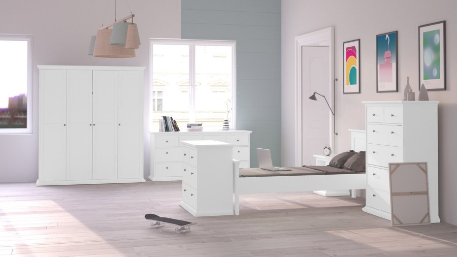 TVILUM Paris kommode - hvid tr, m. 4 skuffer