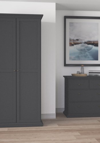 TVILUM Paris garderobeskab - mat gr tr, m. 2 lger 