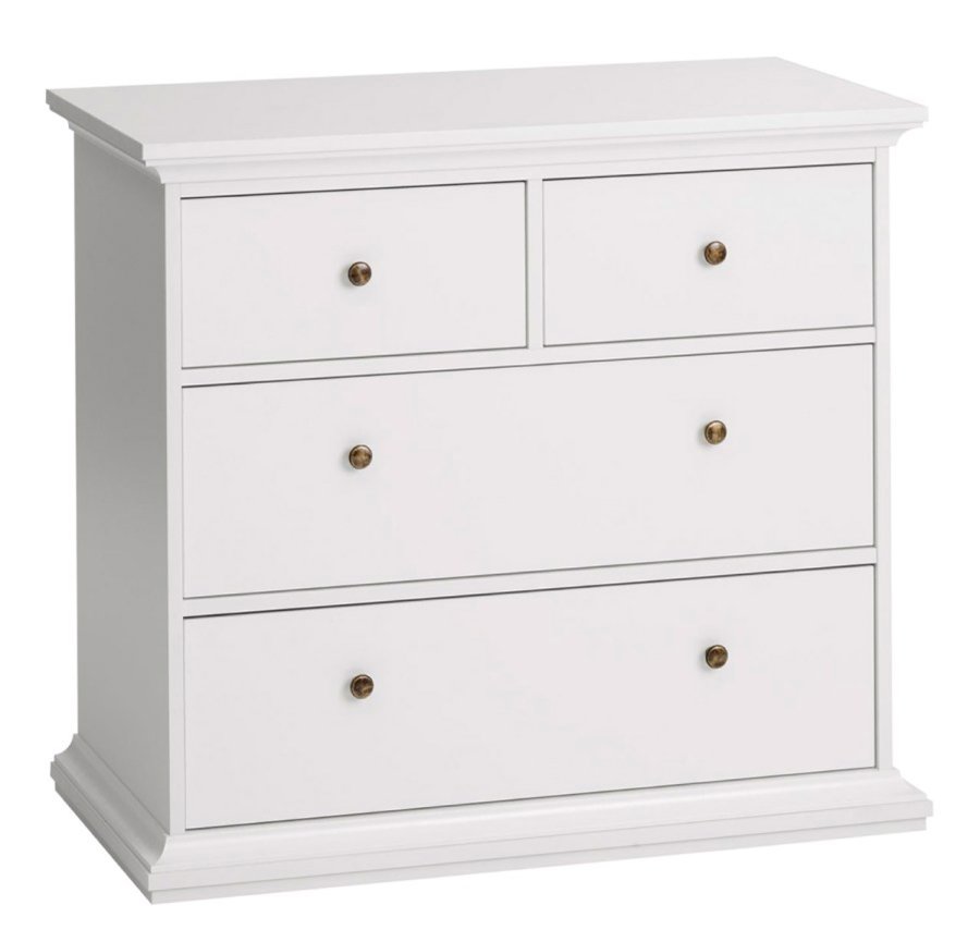 TVILUM Paris kommode - hvid tr, m. 4 skuffer