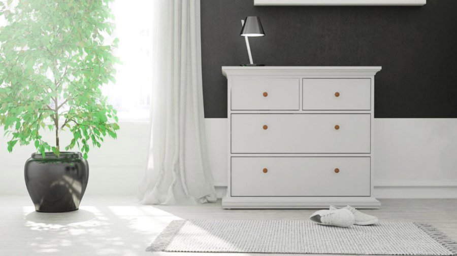 TVILUM Paris kommode - hvid tr, m. 4 skuffer